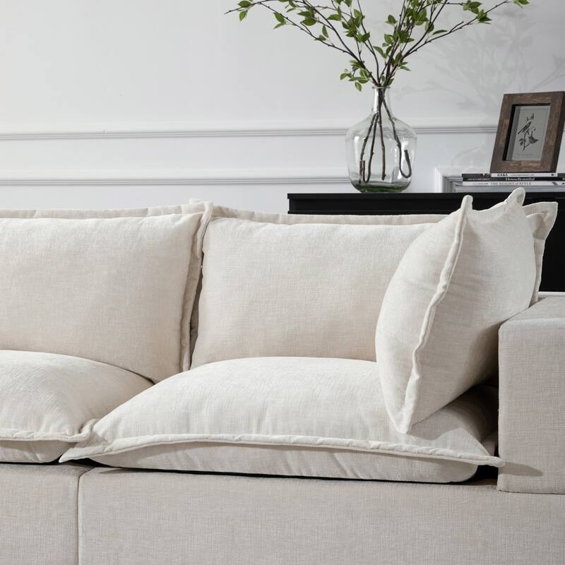 117.5" U-Shaped Chenille Sectional Sofa with Movable Storage Ottoman