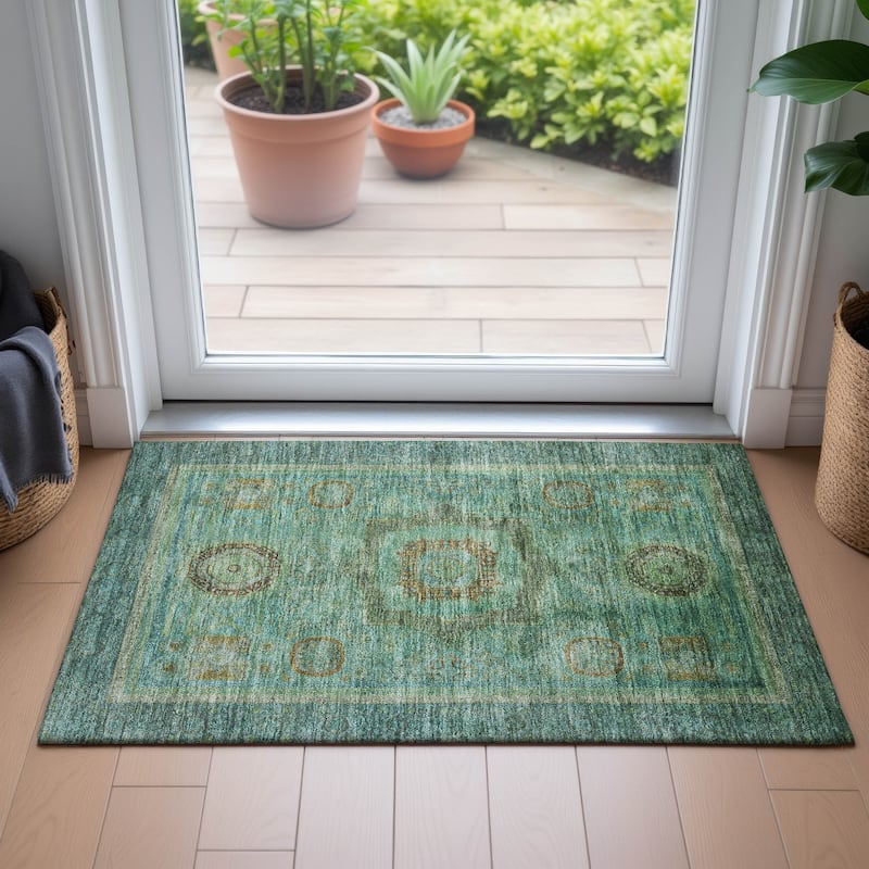 Machine Washable Indoor/Outdoor Traditional Chantille Rug