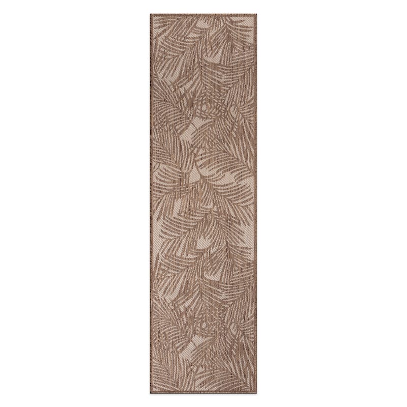 World Rug Gallery Contemporary Palm Leaf Textured Flat Weave Indoor/Outdoor Area Rug