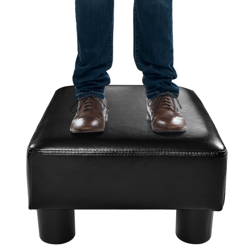 Gymax PU Leather Ottoman Rectangular Footrest Small Stool - See Details