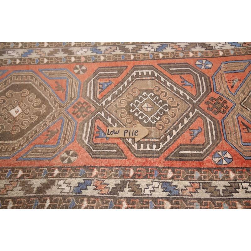 Hand Knotted Oriental 100% Wool Carpet Traditional Tribal Coral Hamedan Runner Rug - 13' 2'' X 3' 5''