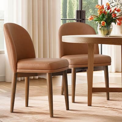 Faux Leather Upholstered Parson Chair(Set of 2)