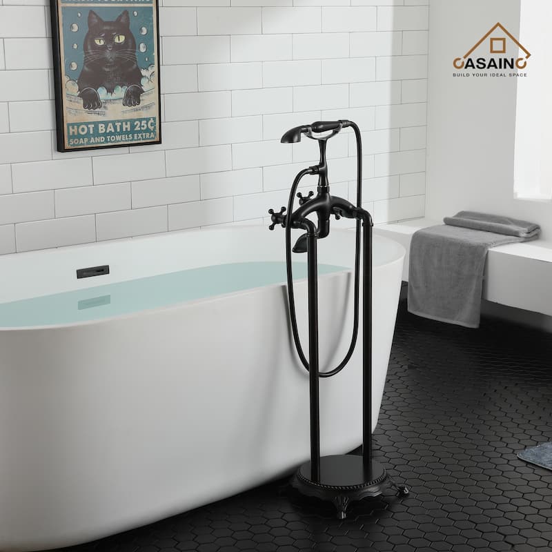 3-Handle Luxury Claw Foot Freestanding Tub Faucet - Oil Rubbed Bronze