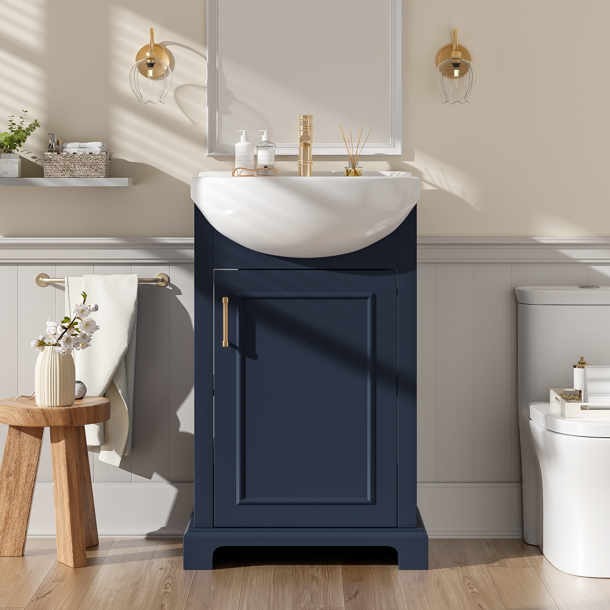 Modern Elegance 20-inch Bathroom Vanity with Raised Ceramic Basin
