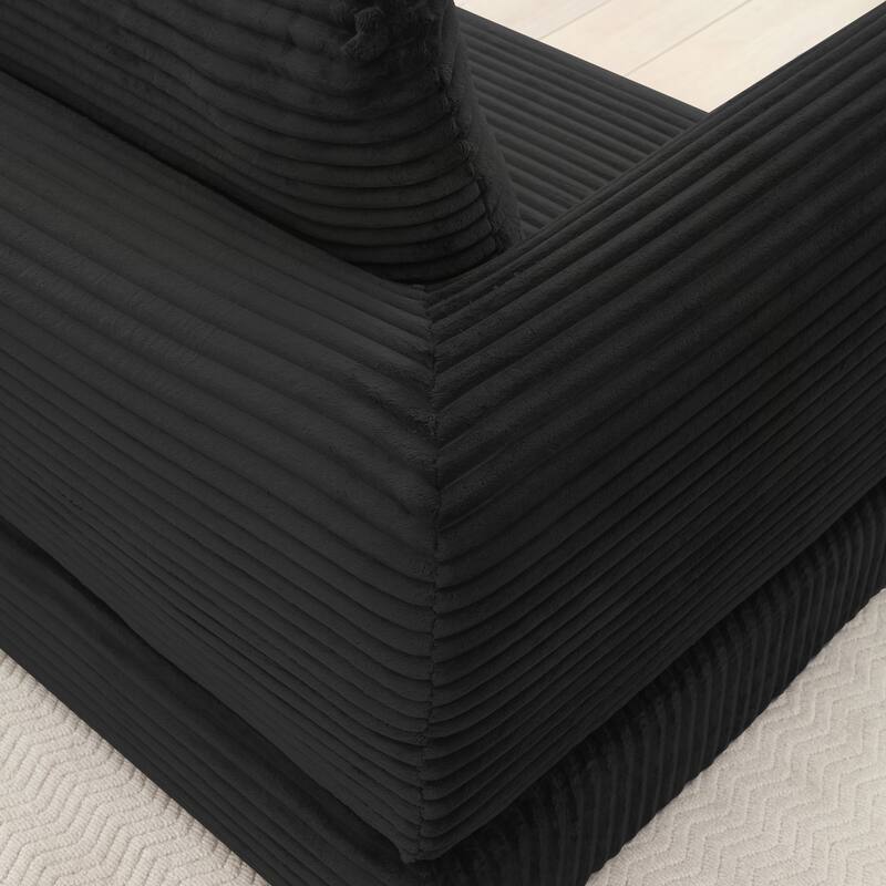 Modern Corduroy Sleeper Couch , Futon Modular Upholstered Boneless Sofa