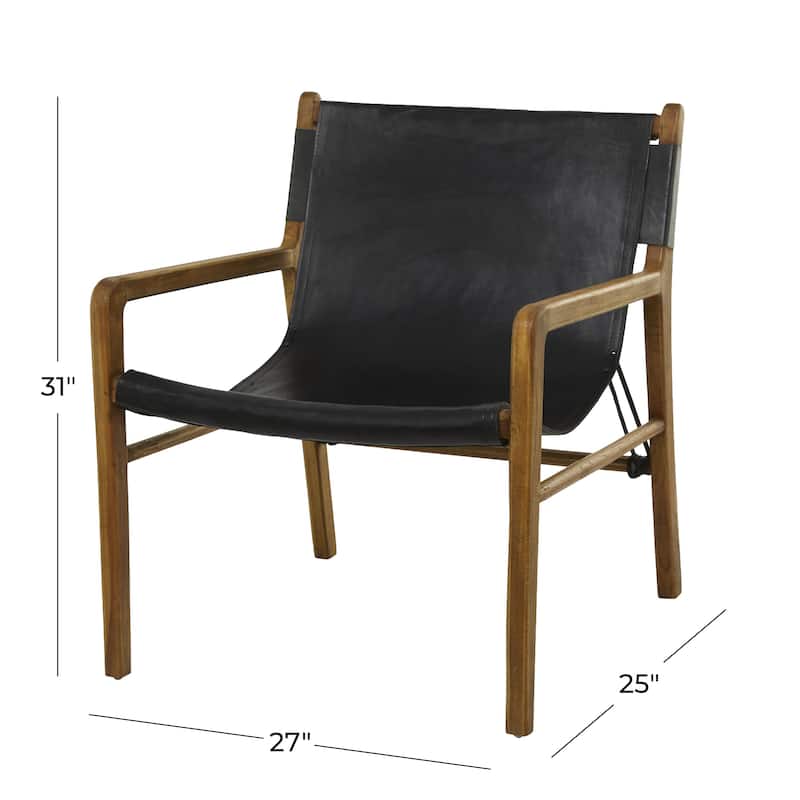 Leather Living Room Accent Chair with Armrests - Brown or Black - Roche River Decor