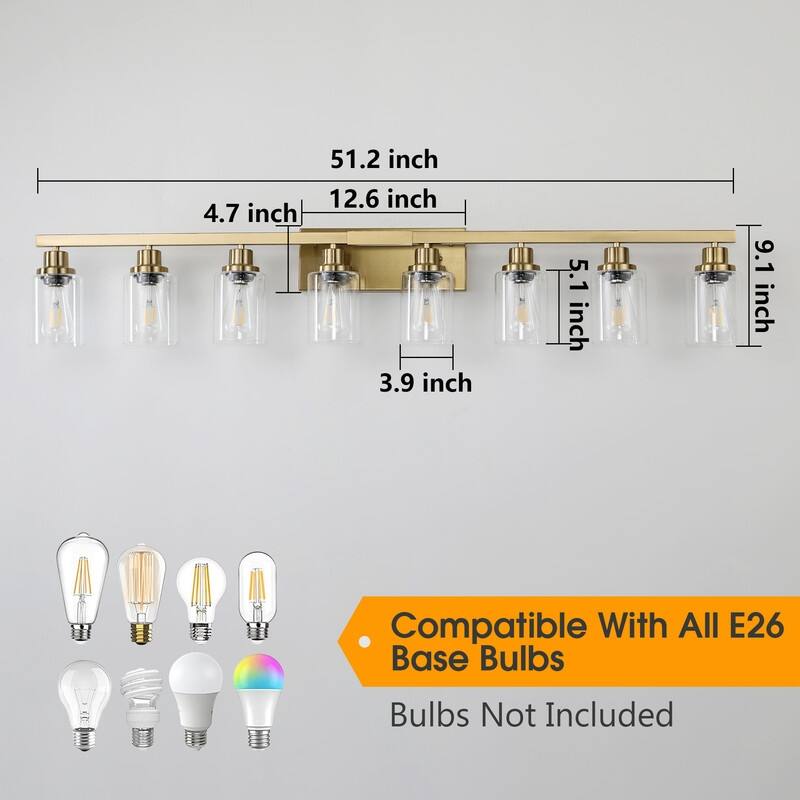 Bathroom Vanity Light With Clear Glass Shades For Vanity Mirror, Bathroom, Or Hallway