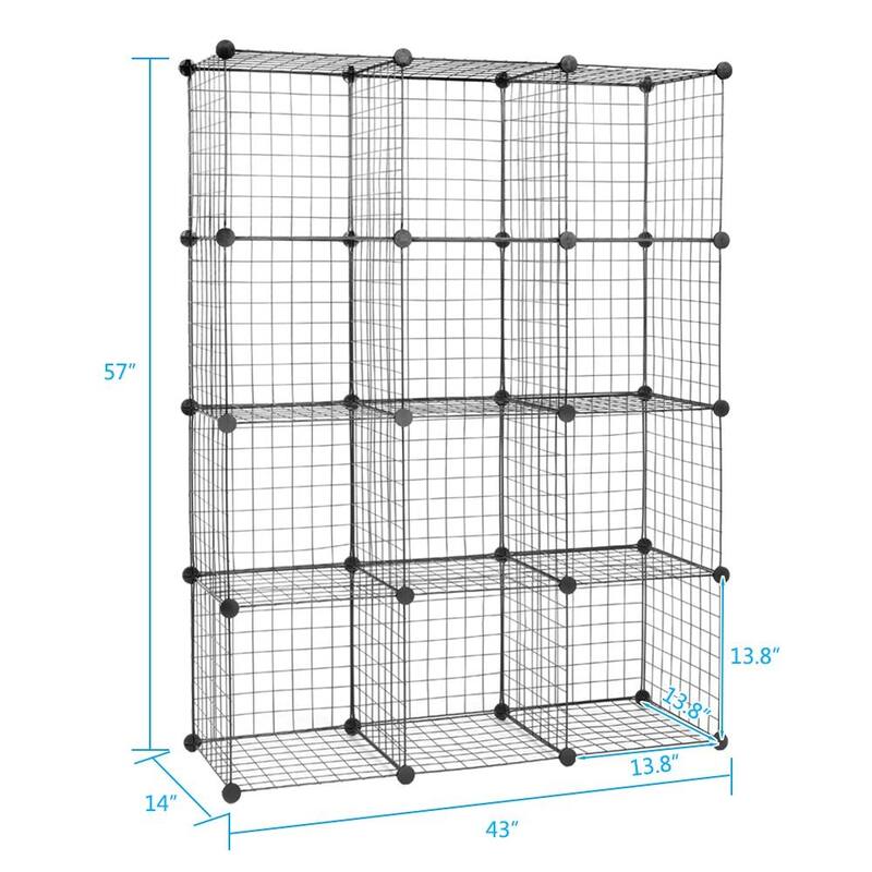 12-Cube Wire Shelf Storage Metal Shelves Modular Metal shelve