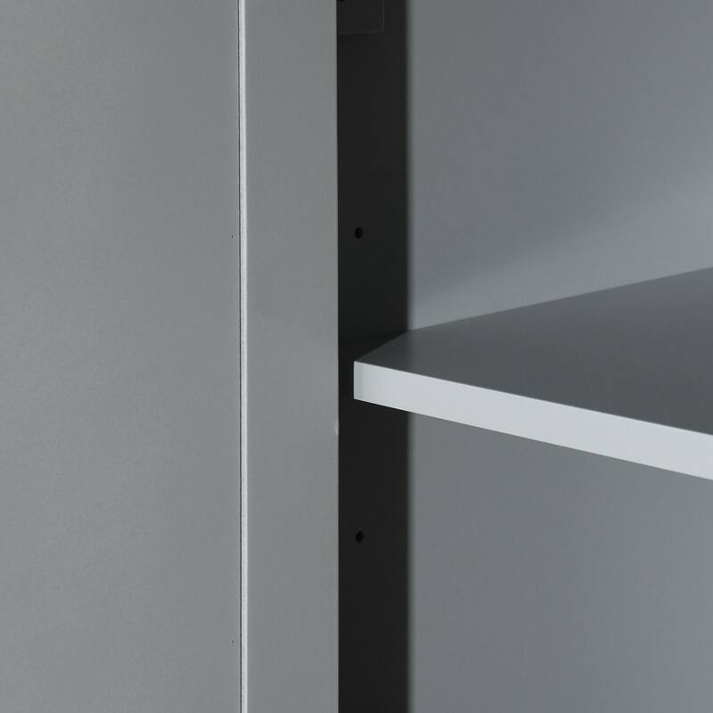 Large Storage Space Sideboard, 4 Door Buffet Cabinet with Pull Ring Handles