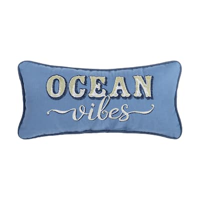 Ocean Vibes Embroidered Throw Pillow