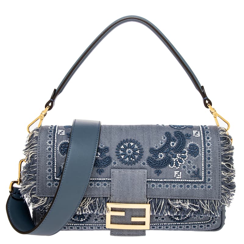 Fendi Medium Denim Baguette - Denim Blue