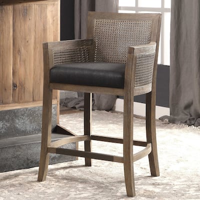 Uttermost Encore 23"W Rustic Beach Cane Counter Stool