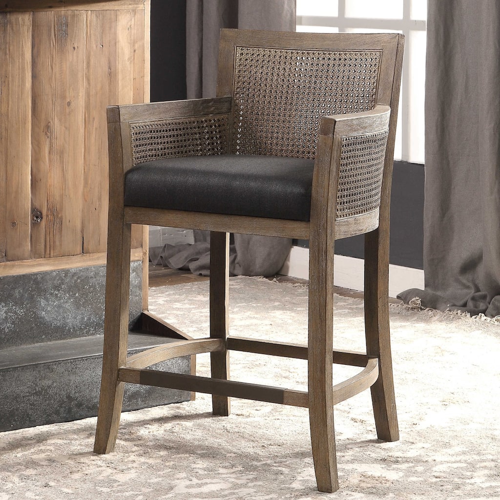 Uttermost Encore 23"W Rustic Beach Cane Counter Stool