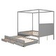 preview thumbnail 6 of 13, Queen Canopy Platform Kids Bed with Twin Trundle, 3-Storage Drawers, Solid Pine Frame, Canopy Roof for Curtains or Lights, Grey