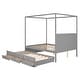preview thumbnail 6 of 32, Queen Size Canopy Platform Bed with Twin Size Trundle, 3-Storage Drawers, and Sturdy Pinewood Frame, Space-Saving Design, Grey