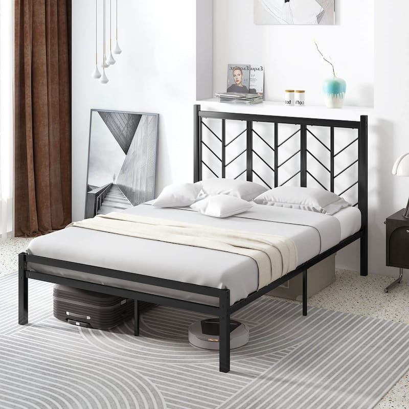 Costway Twin/Full/Queen Size Platform Bed with Headboard 11.5" Under