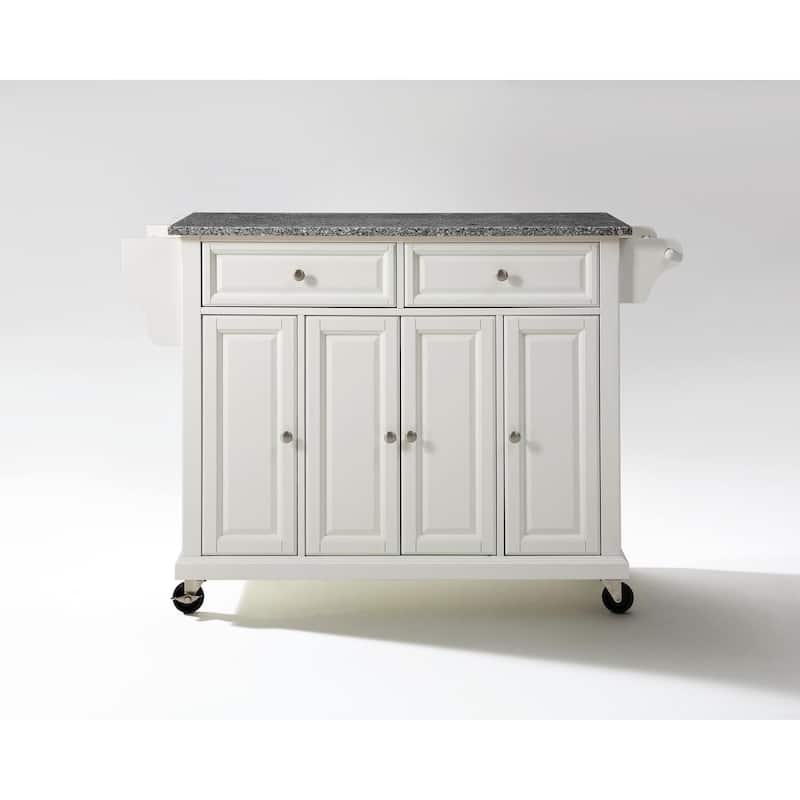 Full Size Kitchen Cart with Stainless Steel Top - Mobile Island with Tiered Shelf & Storage