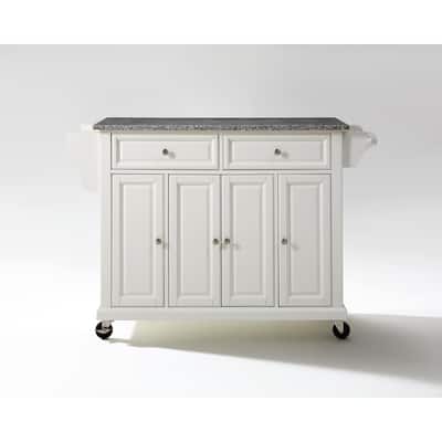 Full Size Kitchen Cart with Stainless Steel Top - Mobile Island with Tiered Shelf & Storage