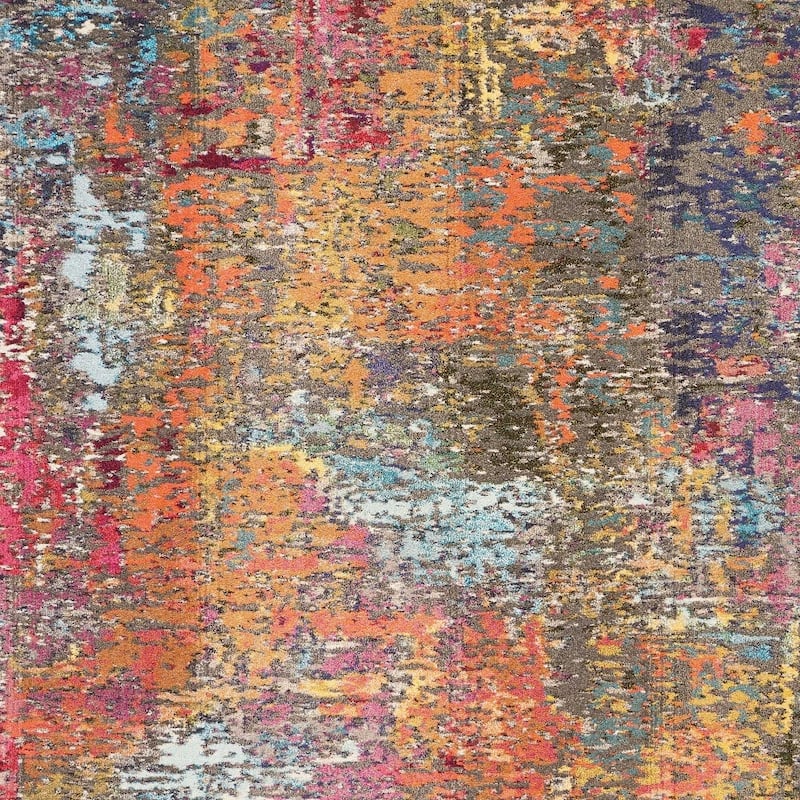 Power Loomed Abstract Modern Non Skid Stain Resistant Area Rug - 126' X '94' X '0.5