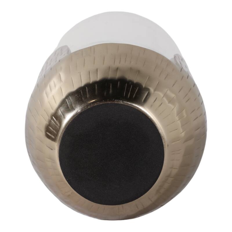 Decorative Glass Hurricane Candle Holder with Metal Base - Gold & Clear