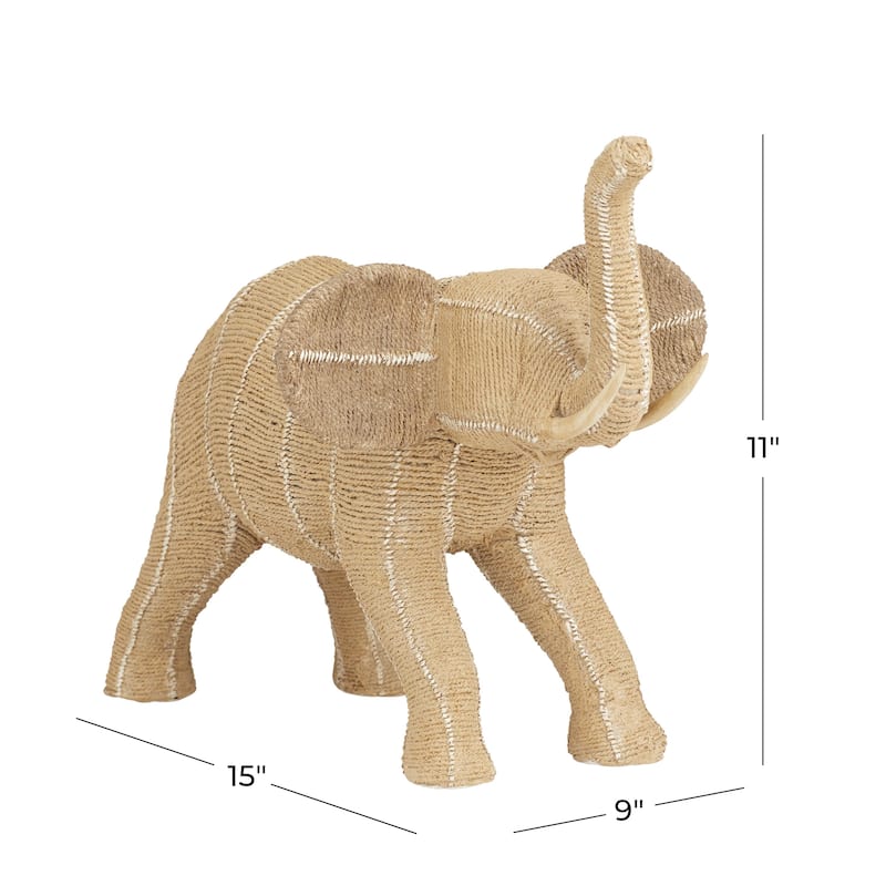 Polystone Elephant Decorative Sculpture - Beige - Roche River Decor