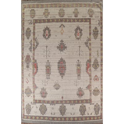 Geometric Moroccan Large Area Rug Hand-Knotted Wool Carpet - 9'11"x 14'10"