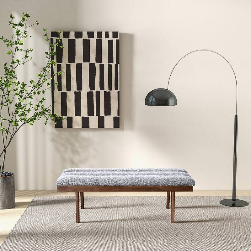 Warren Bench in Ash Grey Fabric
