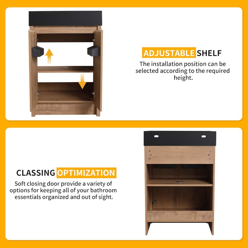 Beingnext 24"/30"/48"/60" Bathroom Vanity with Sink, Freestanding Bathroom Vanity with Soft Close Door