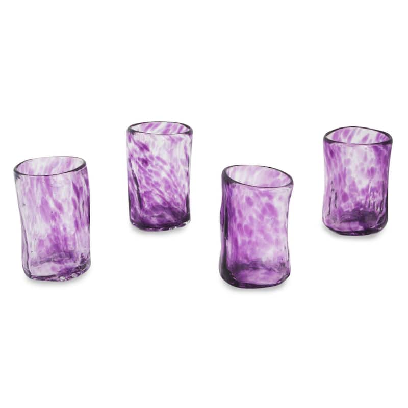 Handmade Lilac Mist Blown Glass Shot Glasses (Set Of 4) Mexico - 2.8" H x 1.9" Diam.