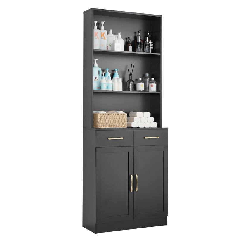 Bathroom storage cabinet with two doors and drawer adjustable dividers