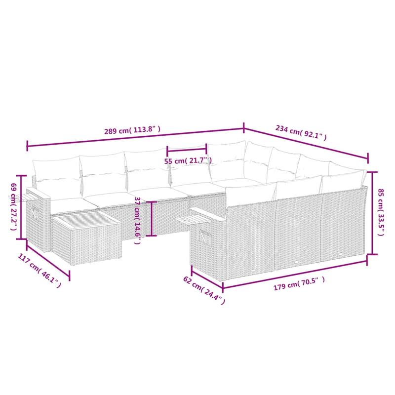 vidaXL Garden Sofa Set Black, Cream White