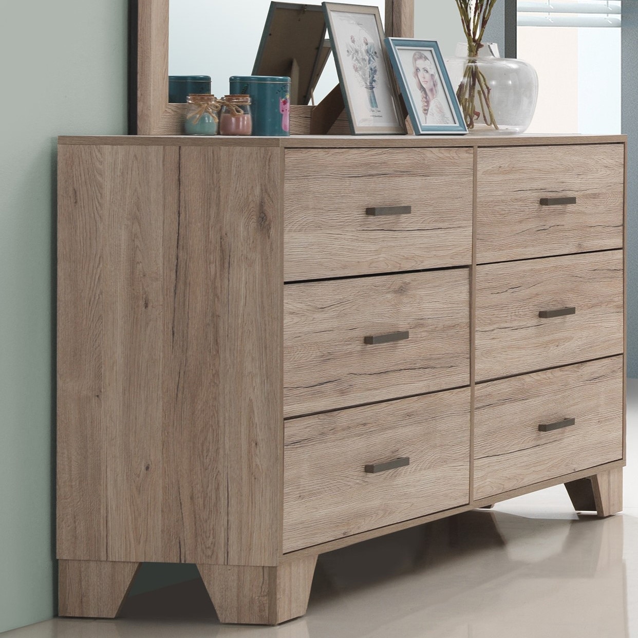 Stella Transitional Distressed Grey Finish 6-drawer Double Dresser
