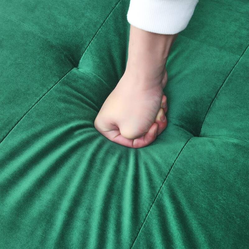 Velvet Futon Sofa Bed with Folded Armrests