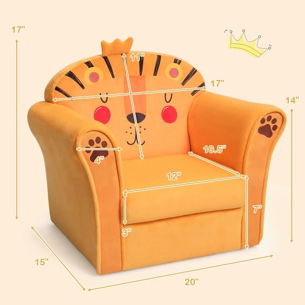 dimension image slide 3 of 5, Costway Kids Cat/Astronaut/Lion/Synthetic Fake Animal/Elephant Sofa - 20’’ X 15’’ X 17’’