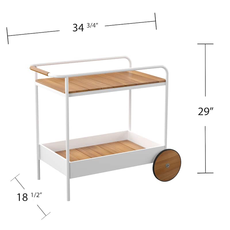 SEI Furniture Randy Natural Acaia Wood Outdoor Bar Cart w/ Storage