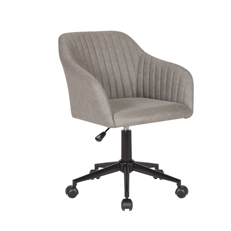 Porthos Home Madison Office Desk Chair, Tufted PU Leather Upholstery - Grey