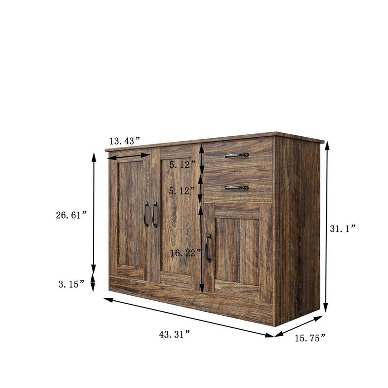 Modern Wood Buffet Sideboard with 2 doors&1 Storage and 2drawers