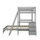 preview thumbnail 12 of 12, Twin over Full Wood Bunk Bed with Built-in Desk and Drawers, Grey