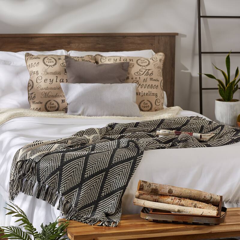 DII Natural Tone Multi Diamond Throw