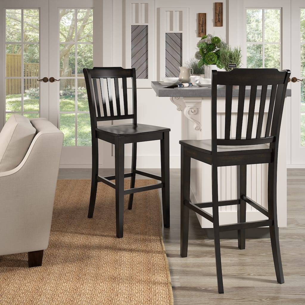 Ronda Slat Back Bar Height Chairs (Set of 2)