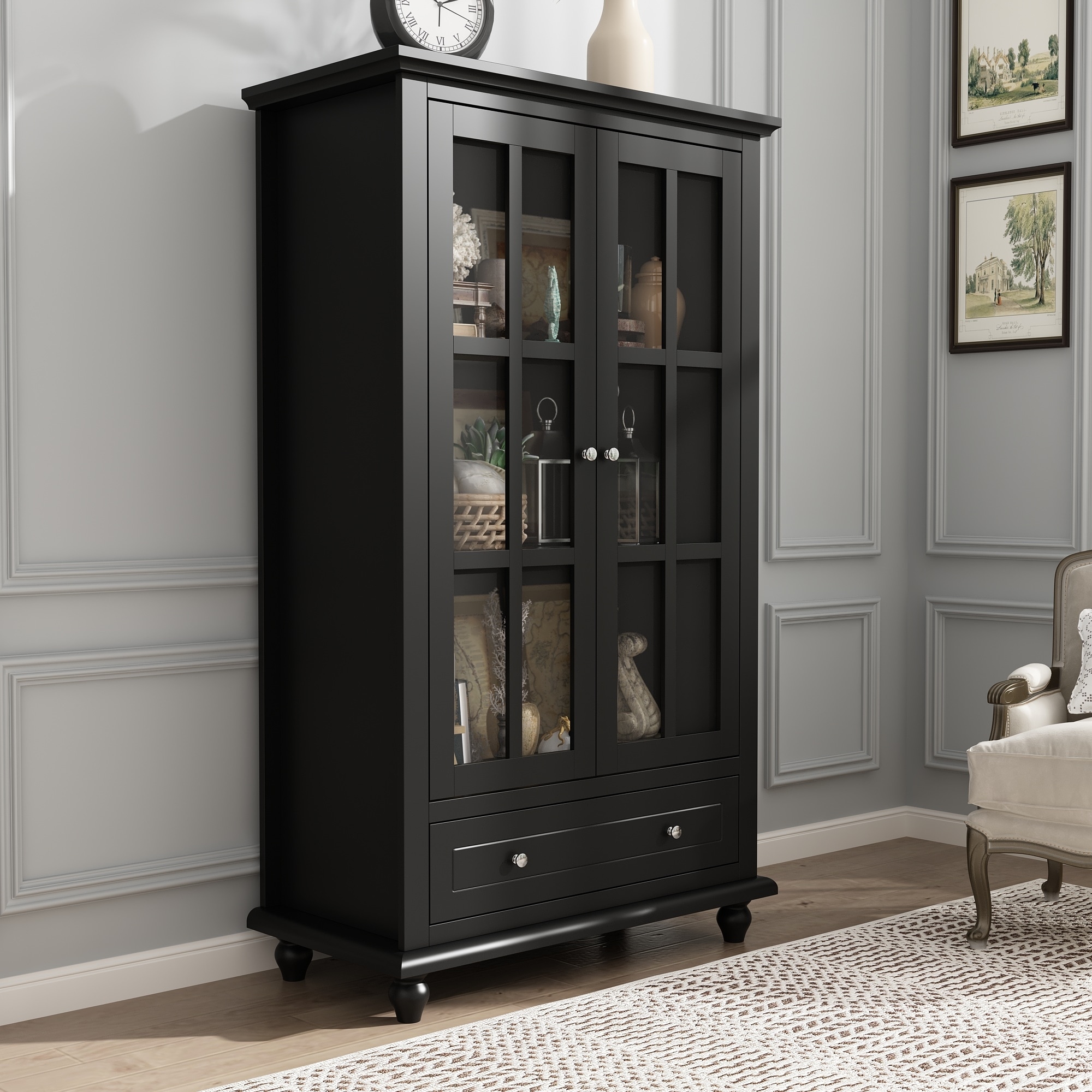 Timechee 31.5'' W Curio Cabinet Bookcase Display Cabinet China Cabinet
