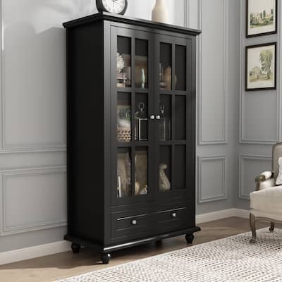 Timechee 31.5'' W Curio Cabinet Bookcase Display Cabinet China Cabinet