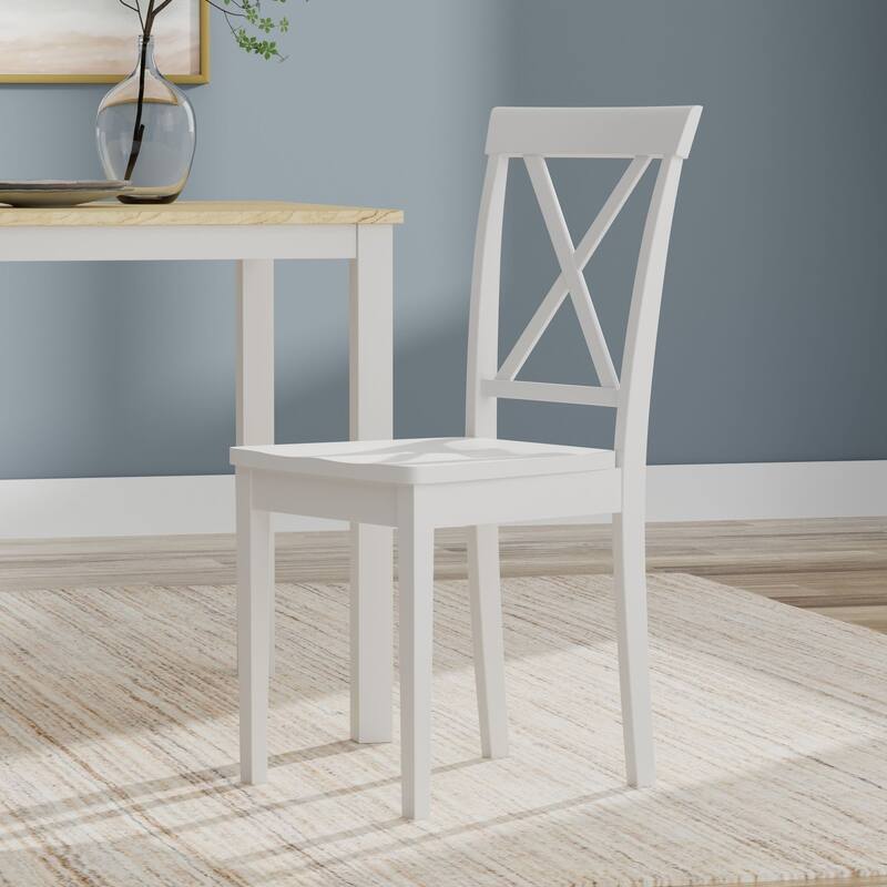 3-Piece Dining Set, 48" Rectangle Wood Table and X-Back Chairs