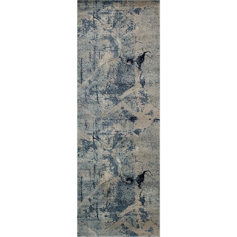 Porch & Den Somes Abstract Area Rug - 2'2" x 6'0" - Grey/Blue