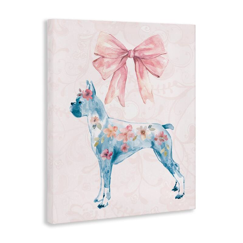 Stupell Trendy Floral Dog Canvas Wall Art Design By Carol Robinson