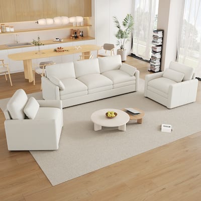 Roomfitters Oversized Cozy Upholstered Cloud Sofa Set, Double Cushion Comfy Sofa Group with Plush Cushions for Living Room