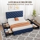 preview thumbnail 20 of 31, Bed Frame with 4 Storage Drawers, Linen Upholstered Platform Bed Frame with Adjustable Headboard