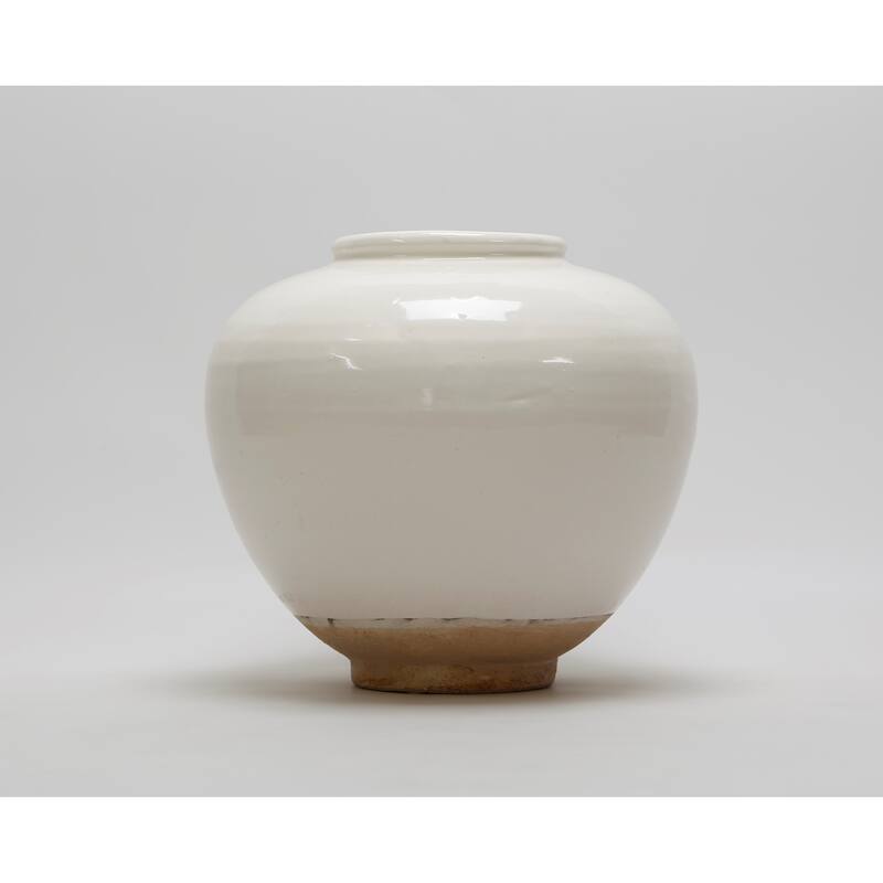 Artissance 10"H Off White Ceramic Vase Round with Unglazed Base