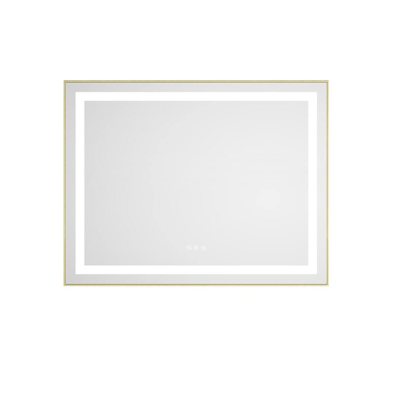 36 x 28 Inch LED Bathroom Mirror with Front and Backlight, Wall Mounted Vanity Mirror with Aluminum Frame, Anti-Fog, Memory