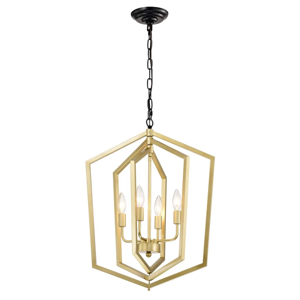 Farmhouse 4-Light Kitchen Pendant Light, Retro Lantern-Style Ceiling Light, Adjustable Height, for Dining Room, Corridor